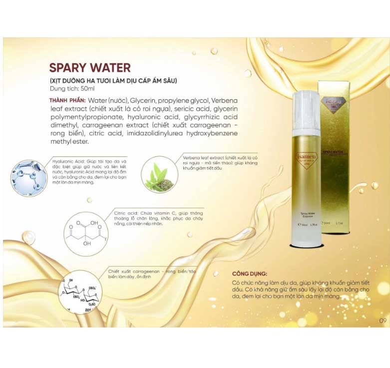 Xịt dưỡng HA tươi làm dịu cấp ẩm sâu isamen Xịt dưỡng HA tươi làm dịu cấp ẩm sâu isamen